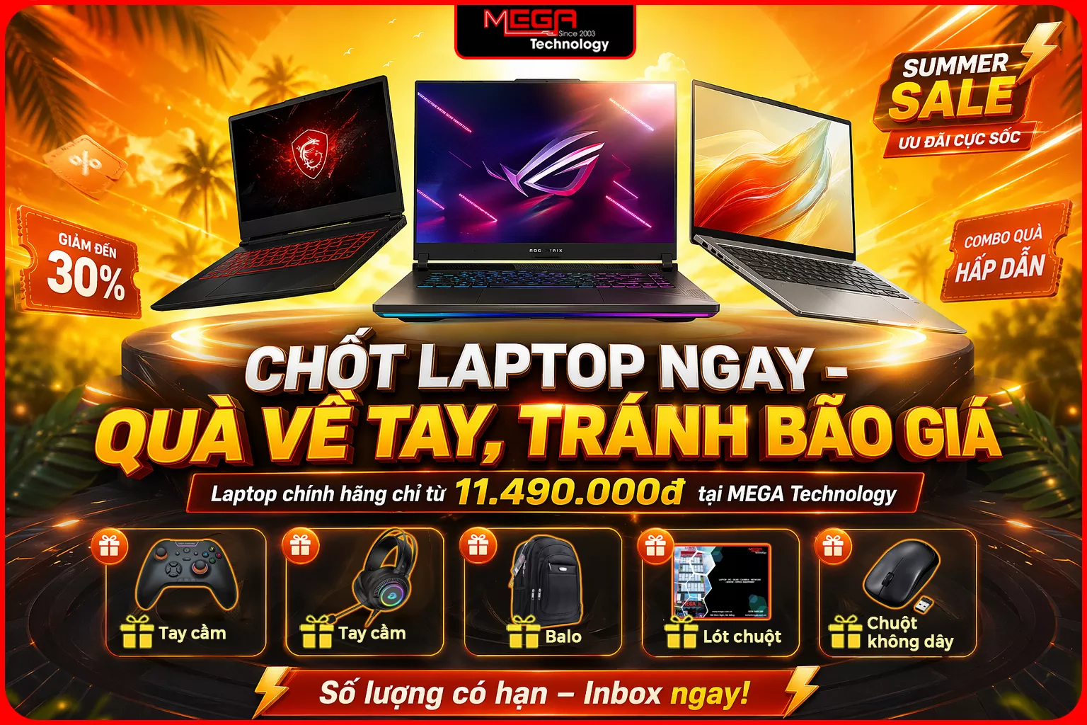 CTKM Summer Sale Laptop Giá Tốt Tại MEGA Technology